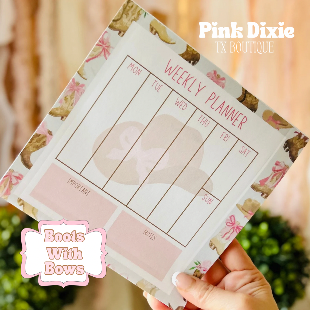 4 Pc Boots w/Bows Clipboard Stationary Set!