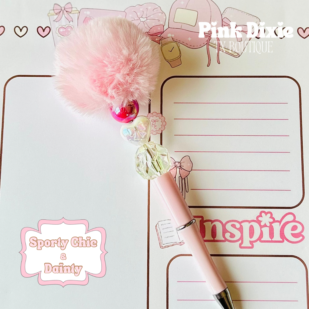 2 Pc Sporty Chic & Dainty Notepad+Beaded Pen Set!