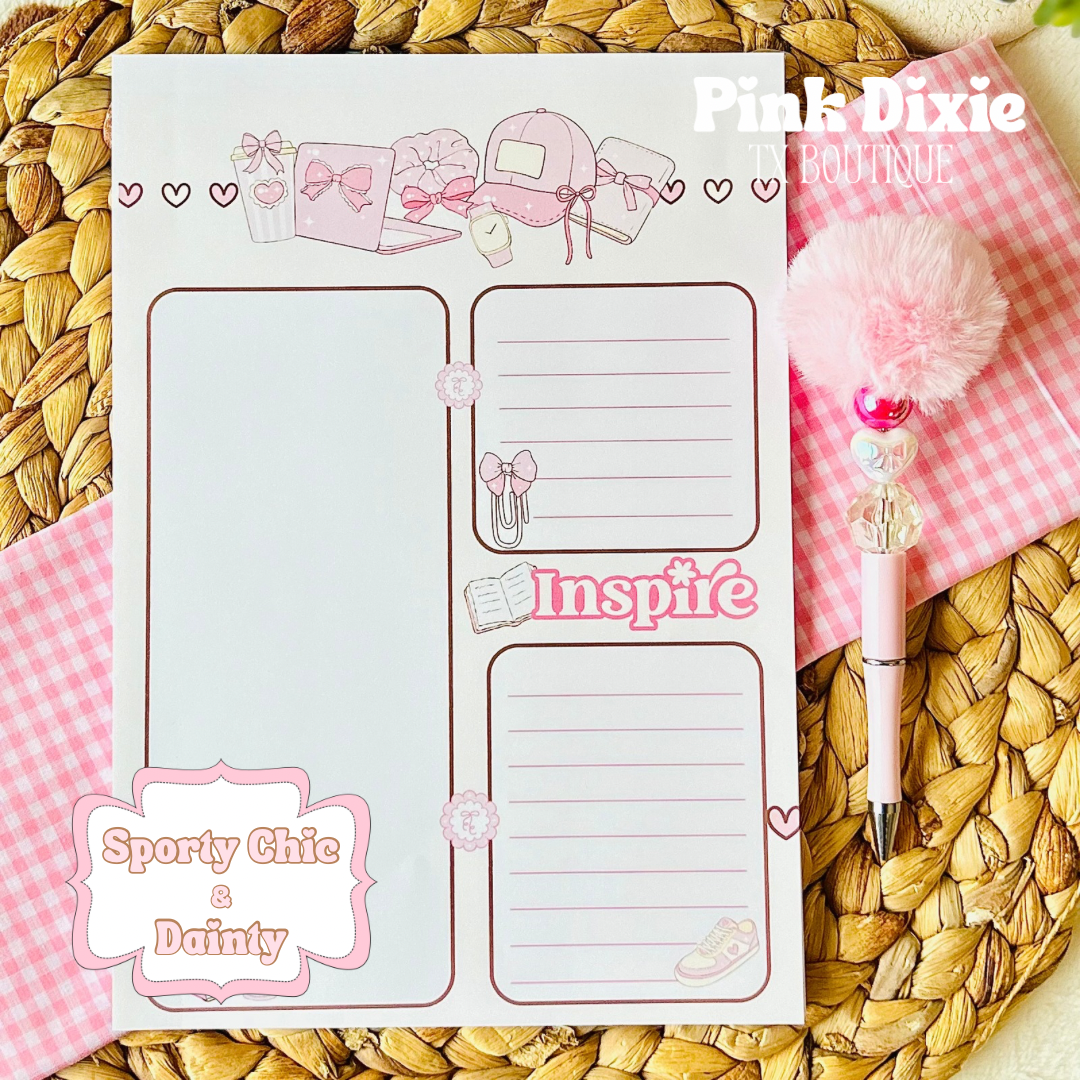 2 Pc Sporty Chic & Dainty Notepad+Beaded Pen Set!