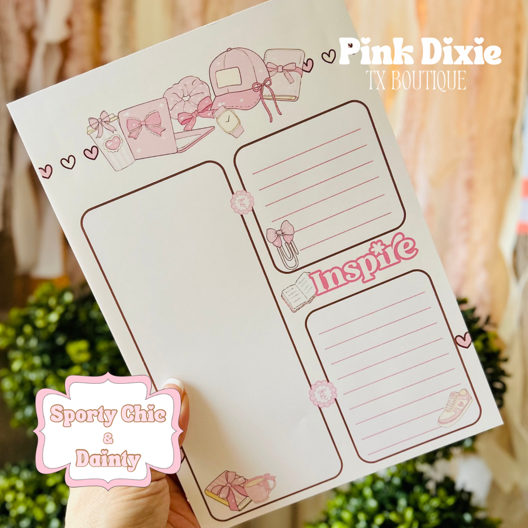 2 Pc Sporty Chic & Dainty Notepad+Beaded Pen Set!
