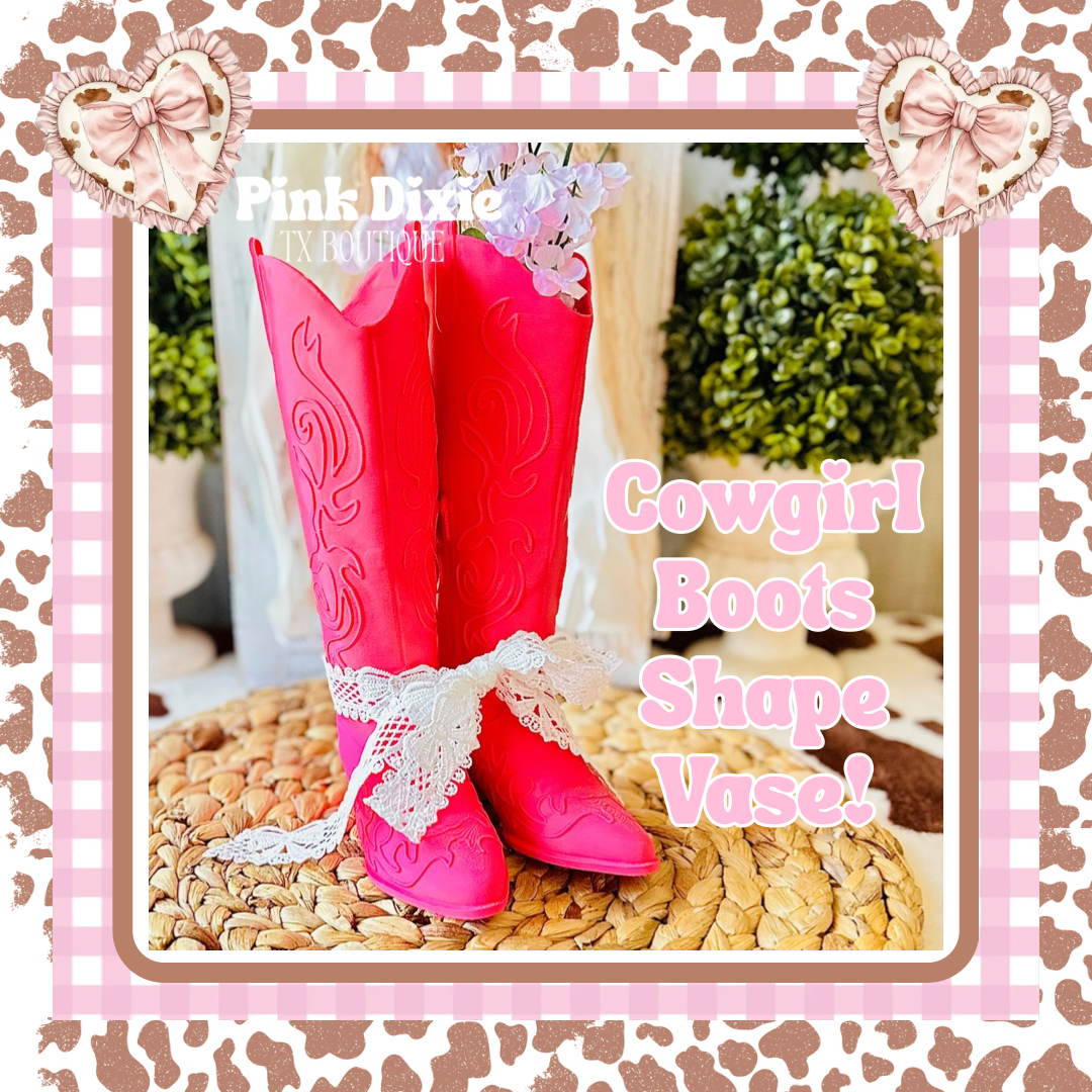Lovely Cowgirl Boot-Shaped Decorative Vase!