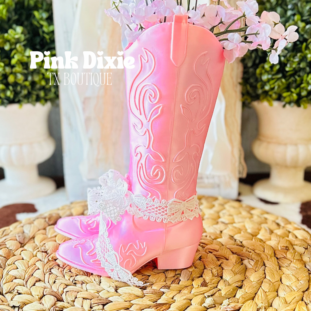 Lovely Cowgirl Boot-Shaped Decorative Vase!