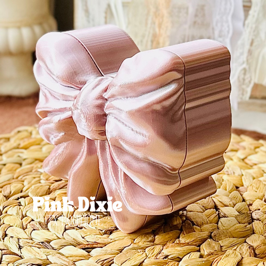 Silk Rose Gold Dainty Bow Container Storage Box