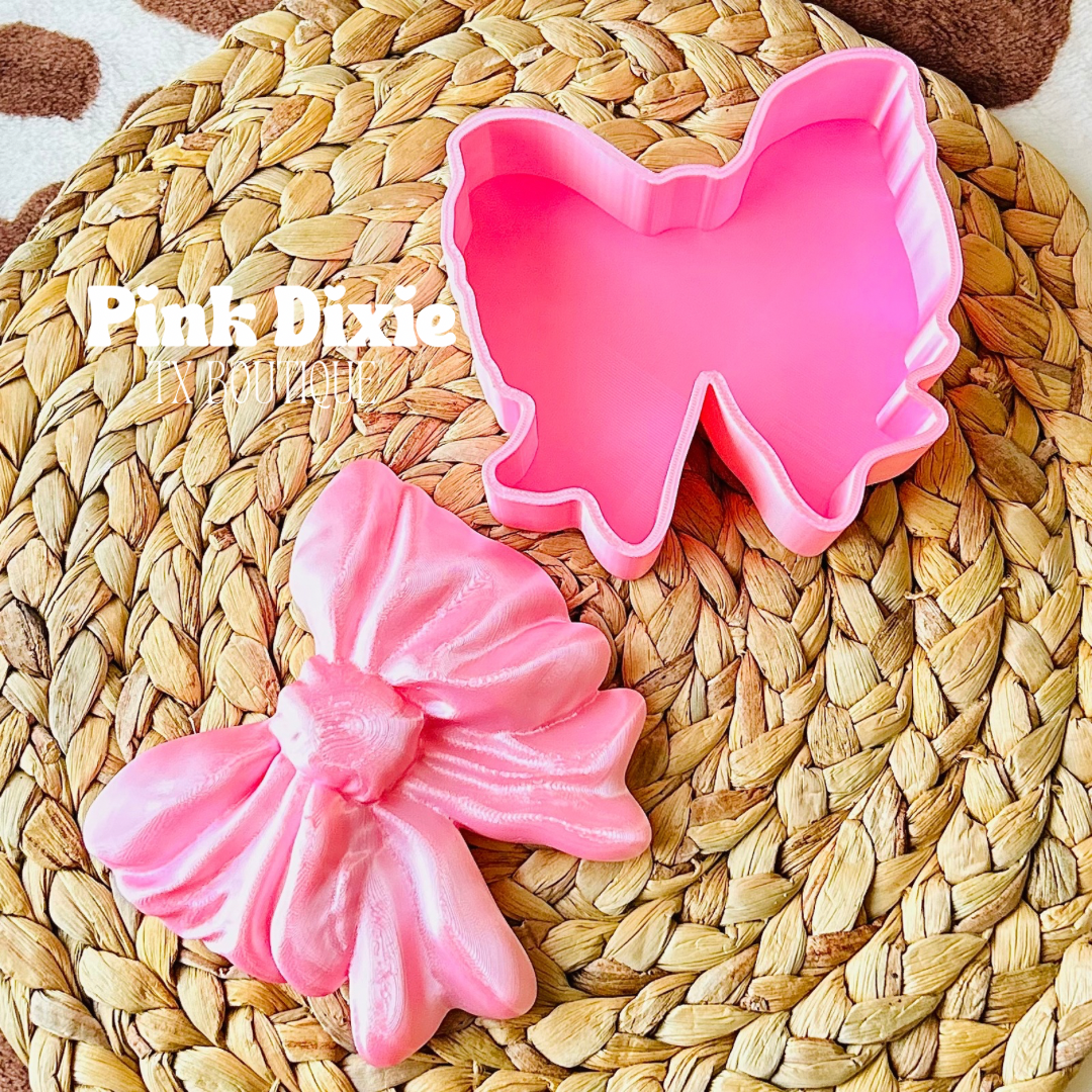 Silk pink Dainty Bow Storage Container Box