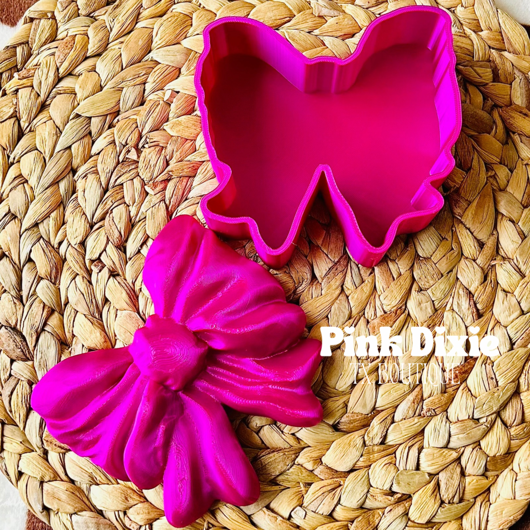 Silk Magenta Dainty Bow Container Storage Box