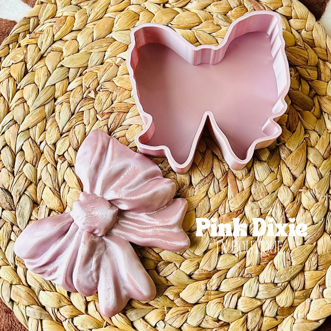 Silk Rose Gold Dainty Bow Container Storage Box