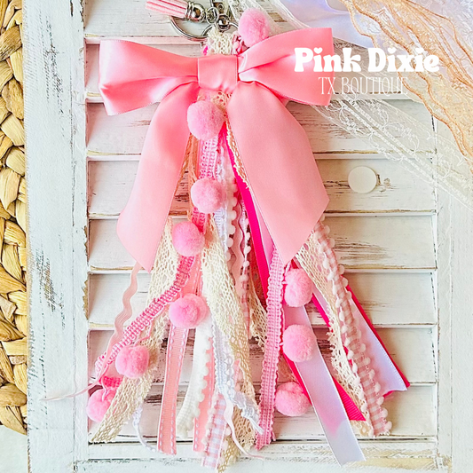 Beautiful Pink Dainty Bow Keychain