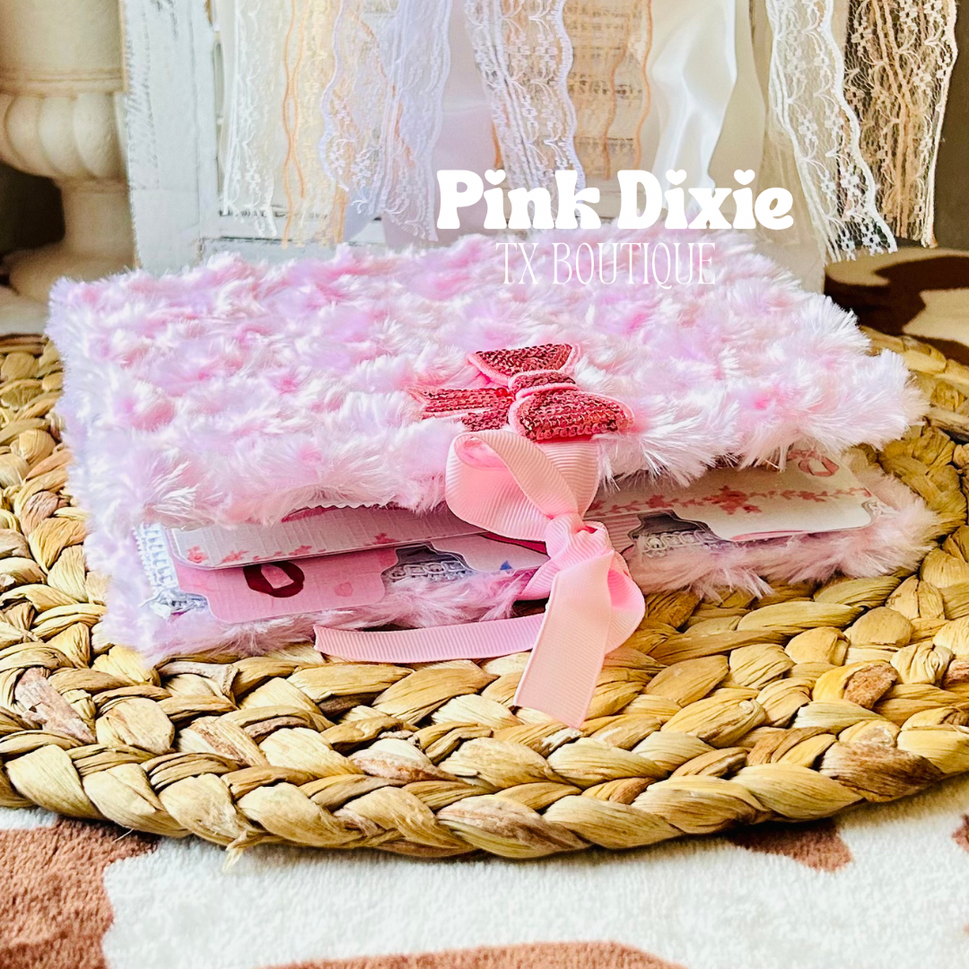 Custom Pink Faux Fur Stationery Planner+Pen Set