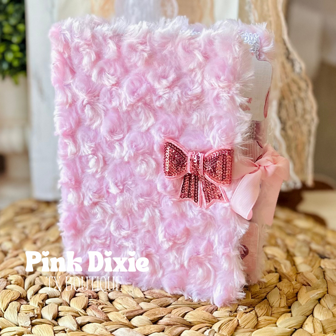 Custom Pink Faux Fur Stationery Planner+Pen Set