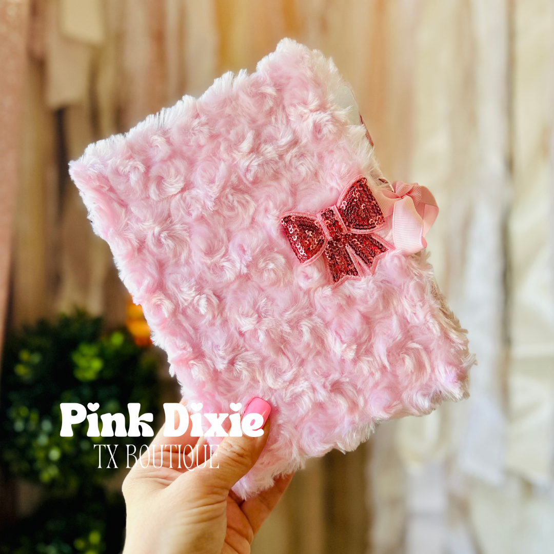 Custom Pink Faux Fur Stationery Planner+Pen Set