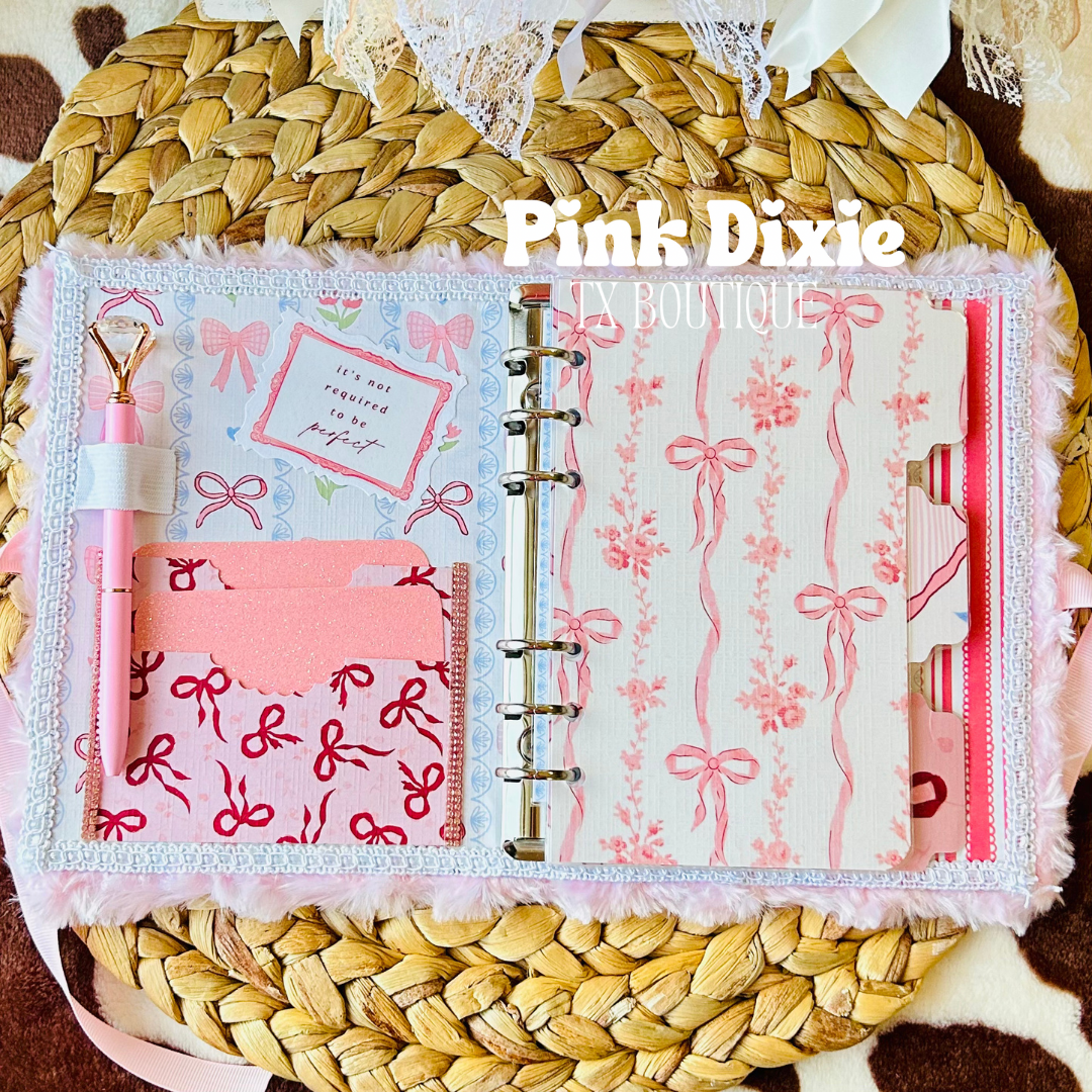 Custom Pink Faux Fur Stationery Planner+Pen Set