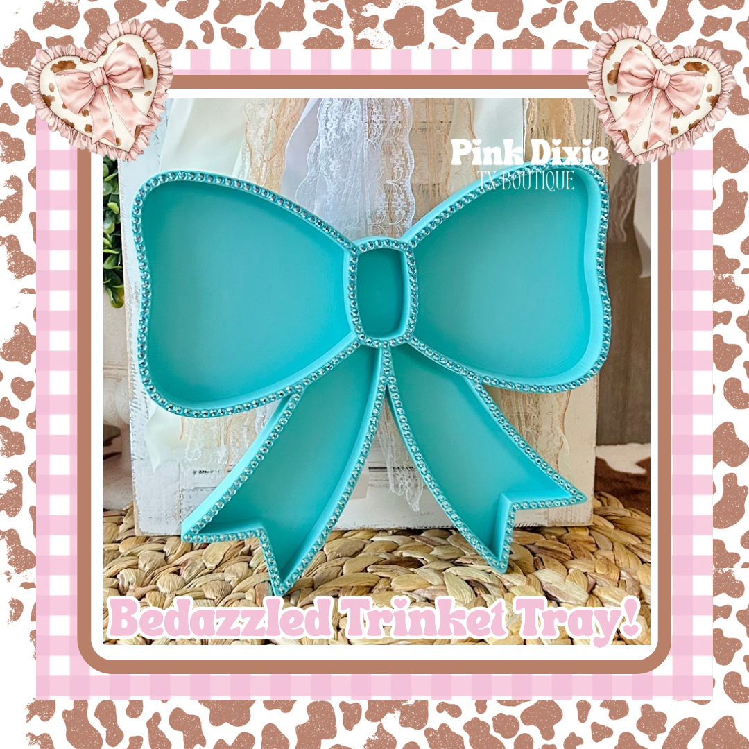 Coquette Bow Bedazzled Trinket Tray