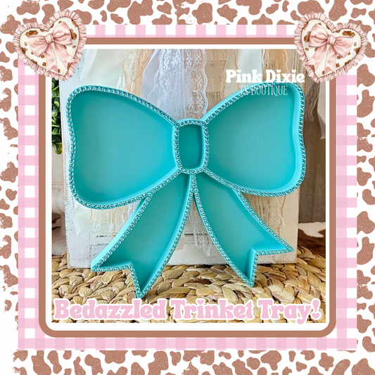 Coquette Bow Bedazzled Trinket Tray