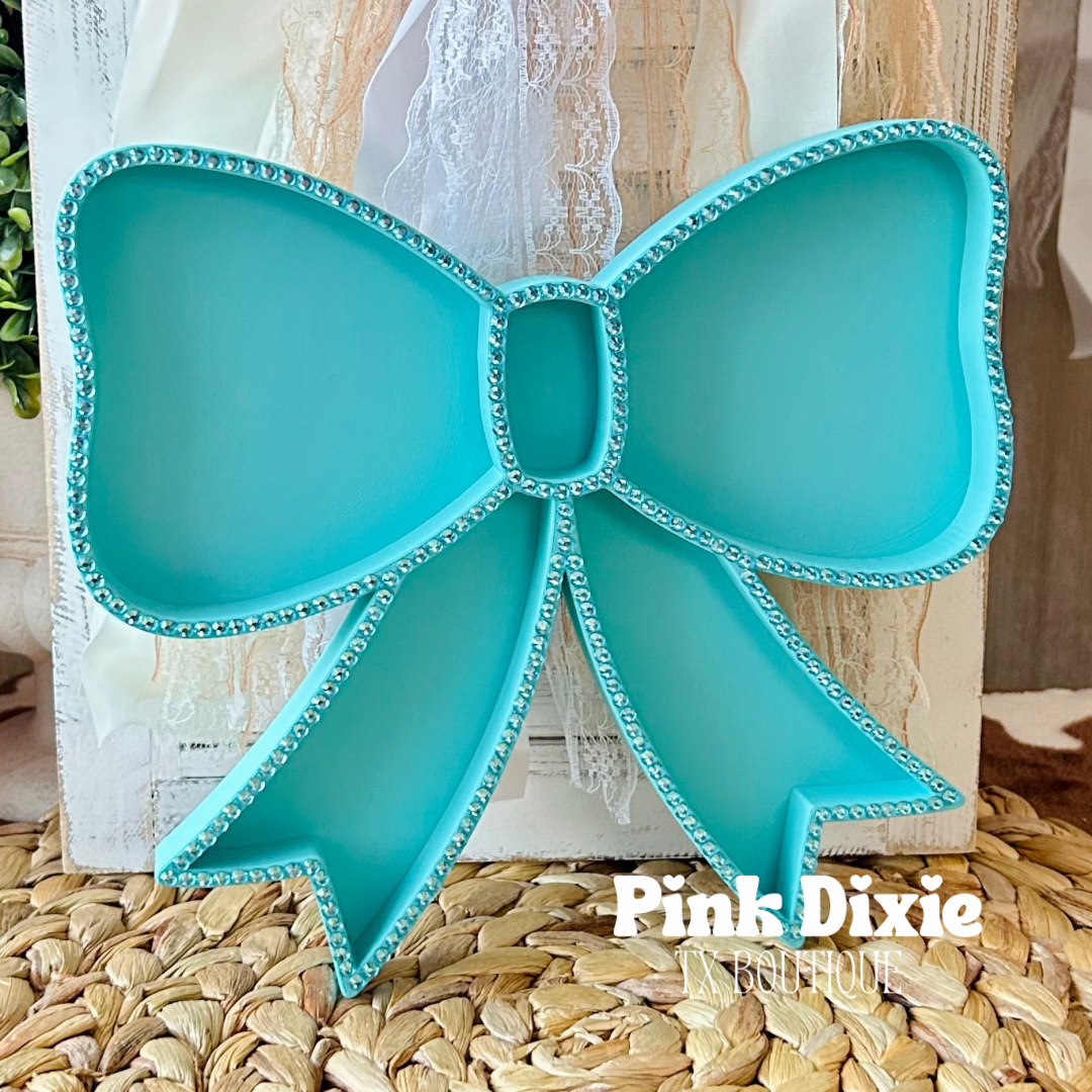 Coquette Bow Bedazzled Trinket Tray