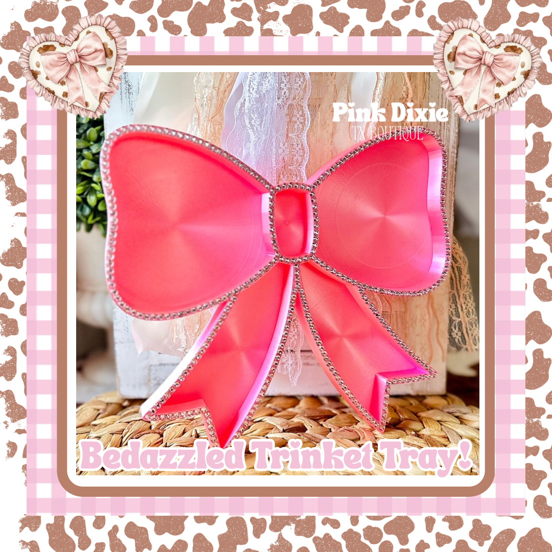 Coquette Bedazzled Bow Trinket Tray