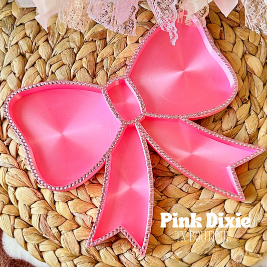 Coquette Bedazzled Bow Trinket Tray