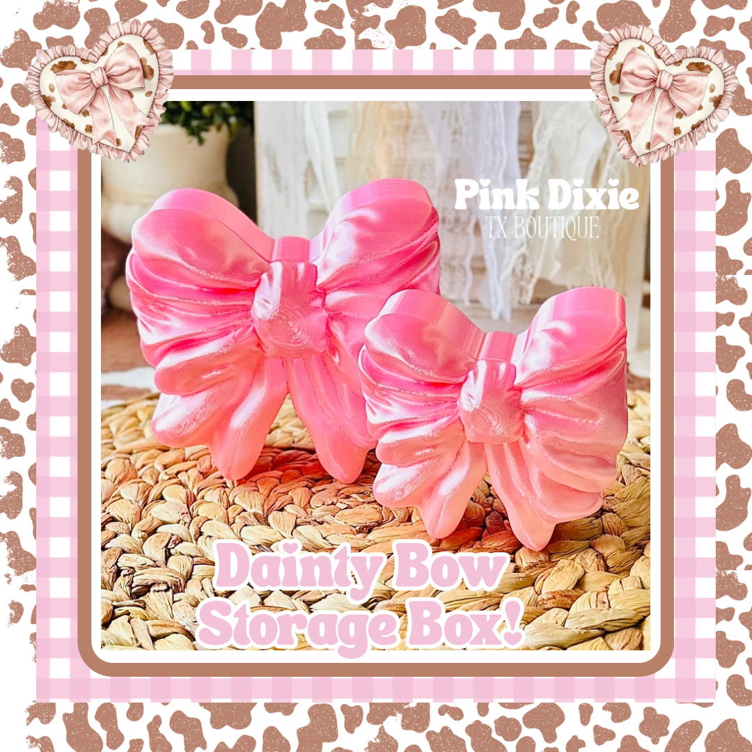 Silk pink Dainty Bow Storage Container Box