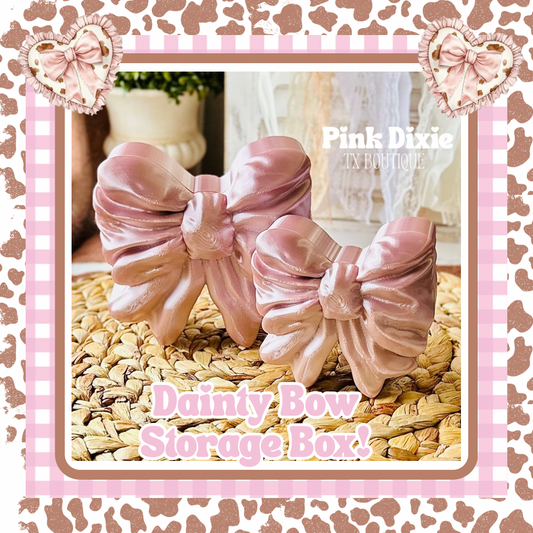 Silk Rose Gold Dainty Bow Container Storage Box